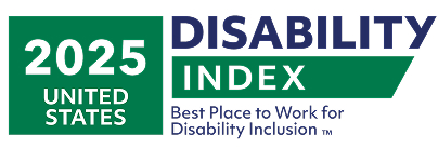 Patient Experience Representative (PER) On-site Hiring Event 2025 Disability Index badge recognizing the organization as a Best Place to Work for Disability Inclusion in the United States
